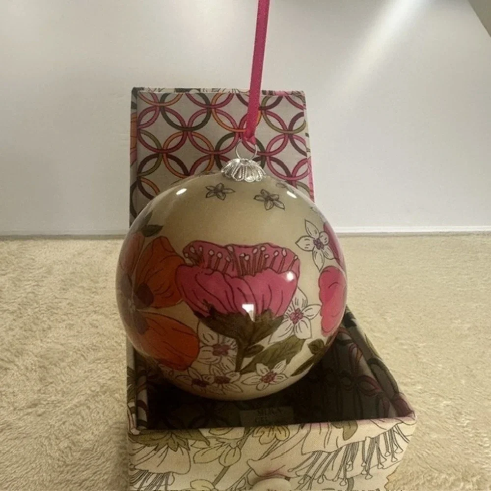 Vera Bradley 2011 Limited Edition Floral Glass Ornament with Matching Gift Box